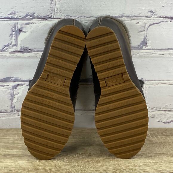 UGG Alasdair Waterproof Wedge Ankle Boots Women's Size 8 Brown Leather Lace Up - Picture 7 of 10